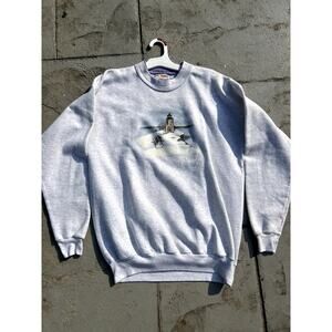 Snowy Lighthouse Vintage Grandma Sweater - Good Condition